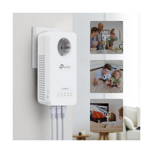 TP-Link TL-WPA8631P KIT Wi-Fi Adapterkit, AV1300-AC1200-Gigabit-WLAN-Powerline-KIT mit Steckdose, weiß