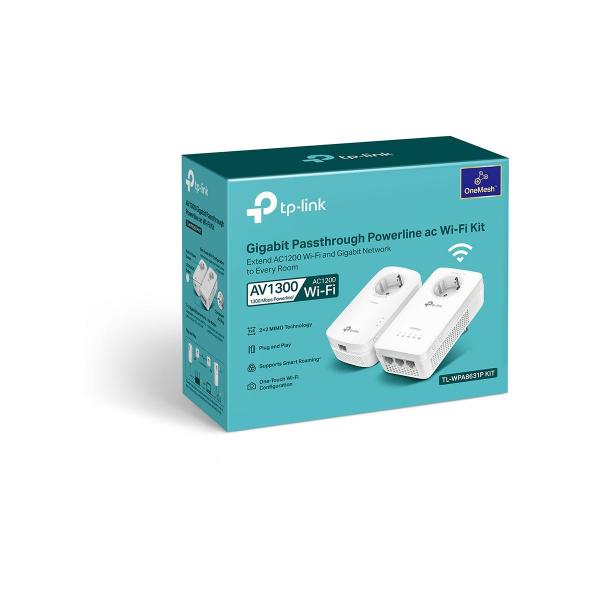 TP-Link TL-WPA8631P KIT Wi-Fi Adapterkit, AV1300-AC1200-Gigabit-WLAN-Powerline-KIT mit Steckdose, weiß