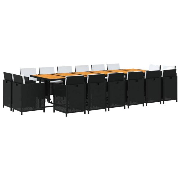 17-tlg. Garten-Essgruppe mit Kissen Poly Rattan Schwarz