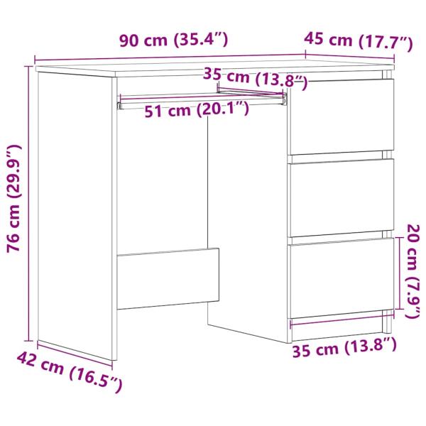 Schreibtisch Braun Eichen-Optik 90x45x76 cm Holzwerkstoff