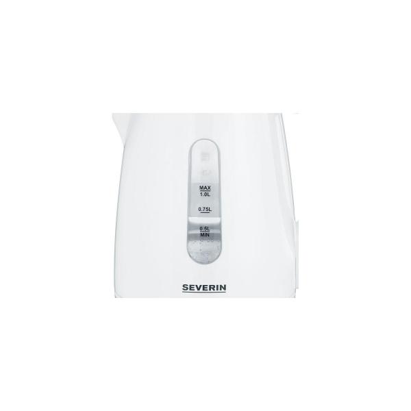 Severin WK 3411 Wasserkocher, 2200W, 1l, 360° central-cordless-system, Überhitzungsschutz, Dampfstopp-Automatik, weiß