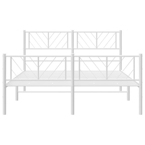 Bettgestell mit Kopf- und Fußteil Metall Weiß 120x190 cm