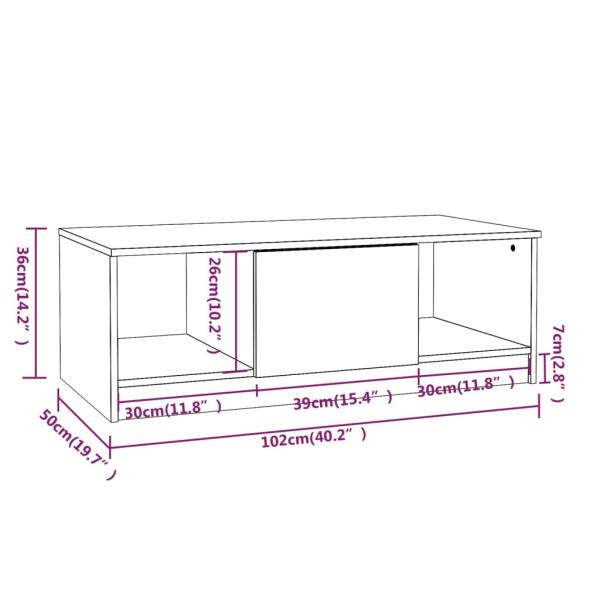 ARDEBO.de - Couchtisch Hochglanz-Weiß 102x50x36 cm Holzwerkstoff