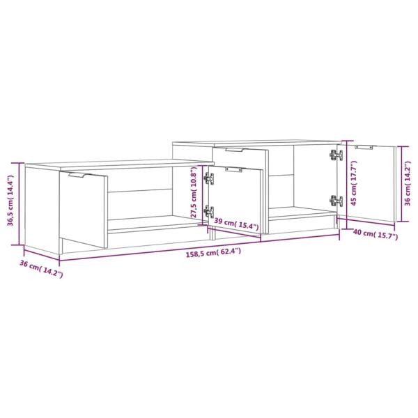 ARDEBO.de - TV-Schrank Hochglanz-Weiß 158,5x36x45 cm Holzwerkstoff