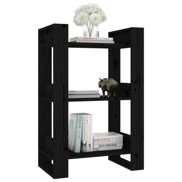 ARDEBO.de - Bücherregal/Raumteiler Schwarz 60x35x91 cm Massivholz Kiefer