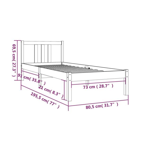 Massivholzbett Honigbraun 75x190 cm
