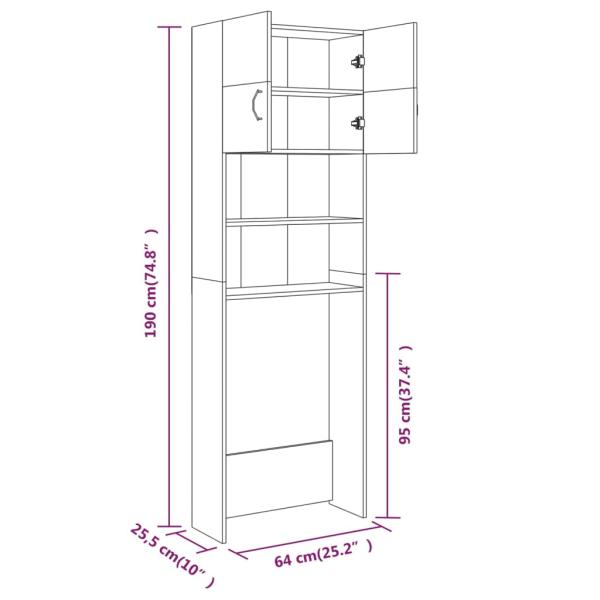 Waschmaschinenschrank Braun Eichen-Optik 64x25,5x190 cm