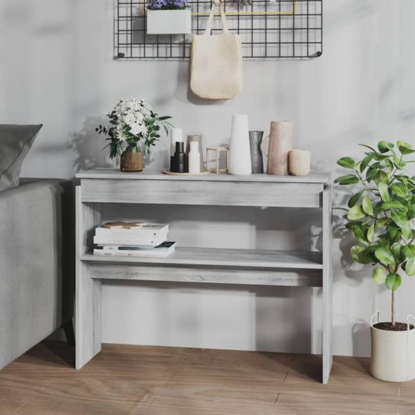 ARDEBO.de - Konsolentisch Grau Sonoma 102x30x80 cm Holzwerkstoff