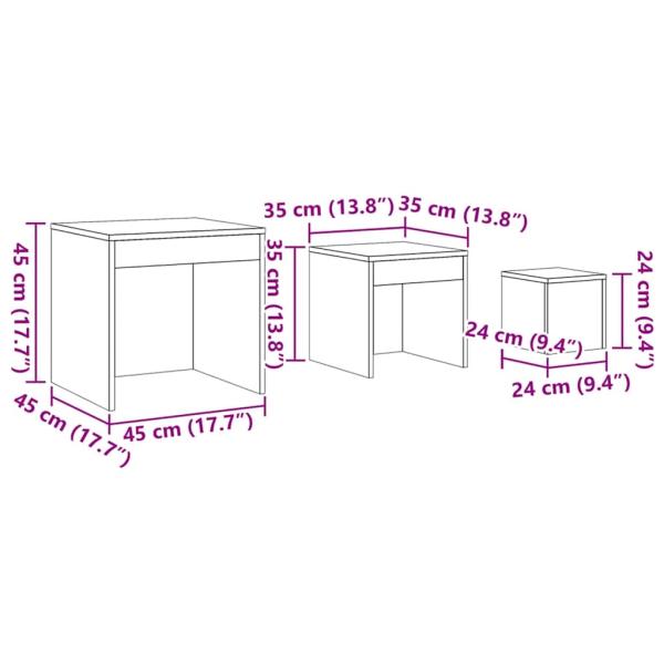 Satztische 3 Stk. Braun Eichen-Optik Holzwerkstoff