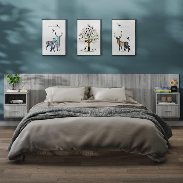 ARDEBO.de - Wand-Nachttische 2 Stk. Grau Sonoma