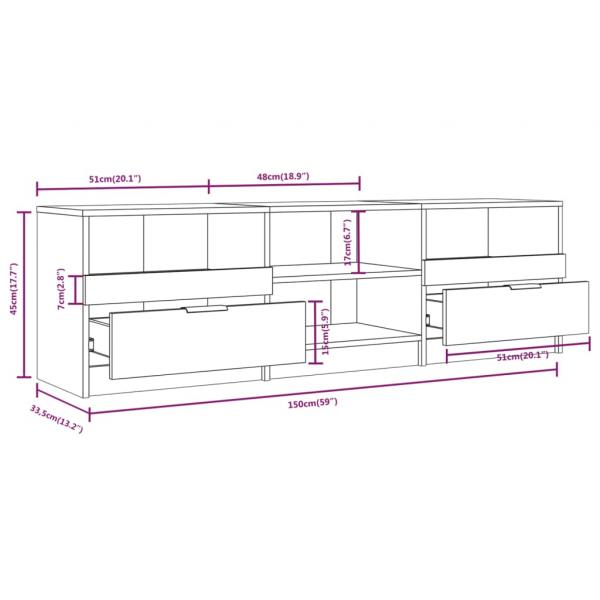 TV-Schrank Braun Eichen-Optik 150x33,5x45 cm Holzwerkstoff