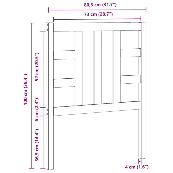 Kopfteil 81x4x100 cm Massivholz Kiefer