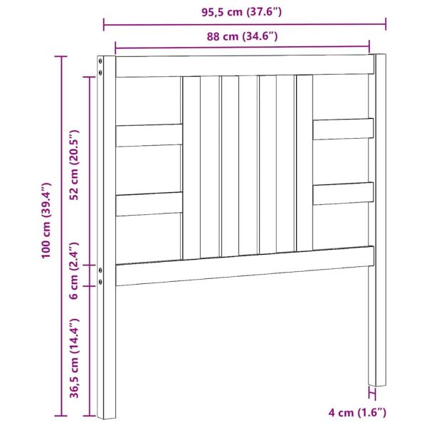 Kopfteil Honigbraun 96x4x100 cm Massivholz Kiefer