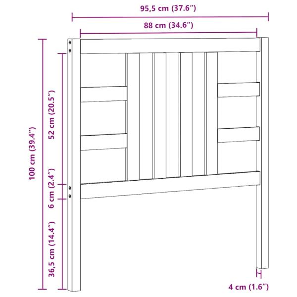 Kopfteil Schwarz 96x4x100 cm Massivholz Kiefer