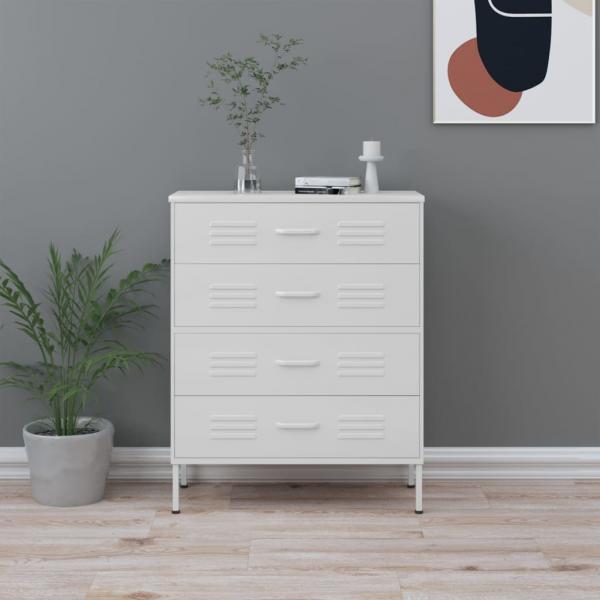 ARDEBO.de - Kommode Weiß 80x35x101,5 cm Stahl  