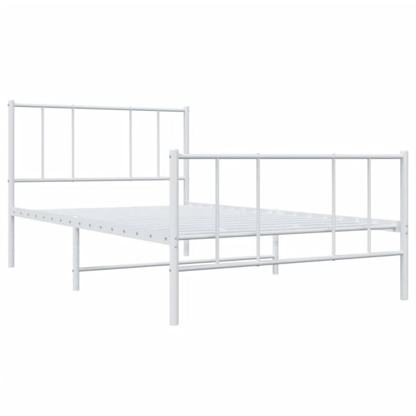 Bettgestell mit Kopf- und Fußteil Metall Weiß 75x190 cm