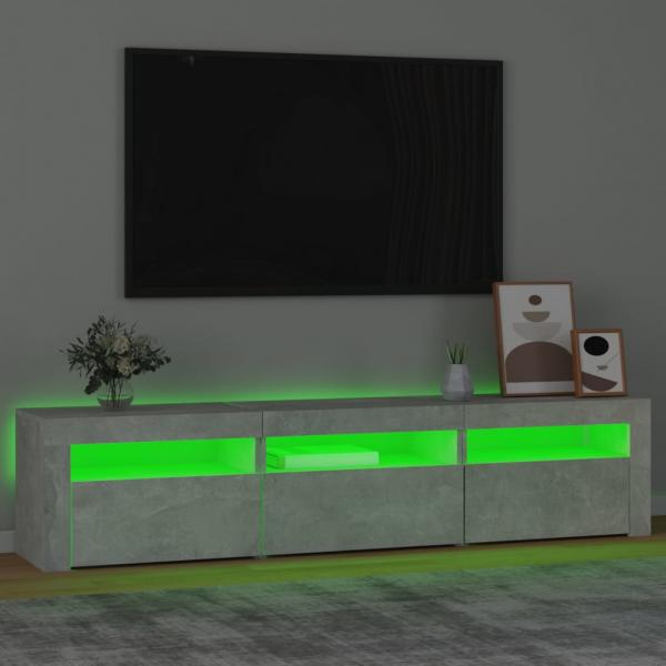 TV-Schrank mit LED-Leuchten Betongrau 180x35x40 cm