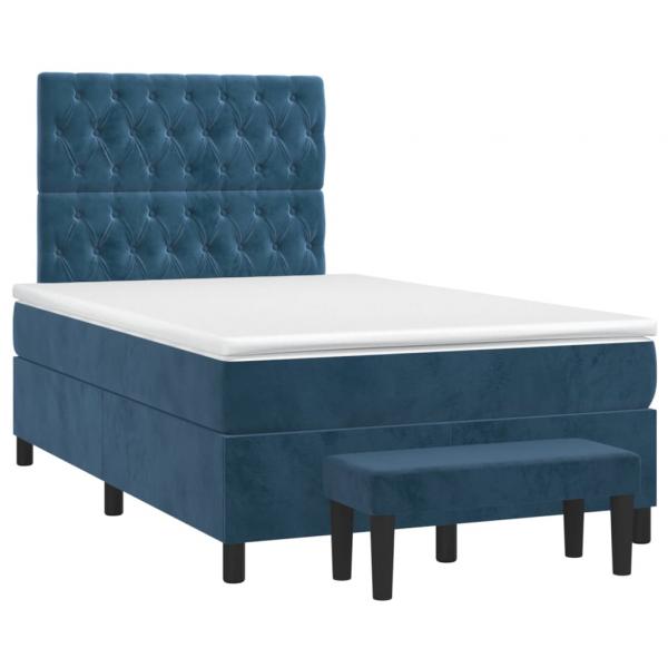 Boxspringbett mit Matratze Dunkelblau 120x200 cm Samt