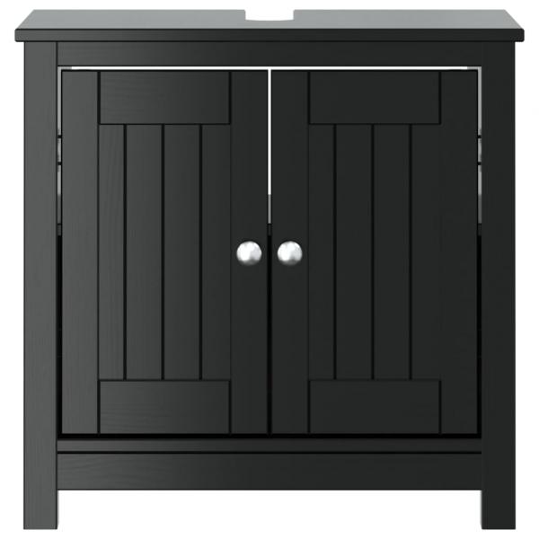 Waschbeckenunterschrank BERG Schwarz 60x34x59 cm Kiefernholz