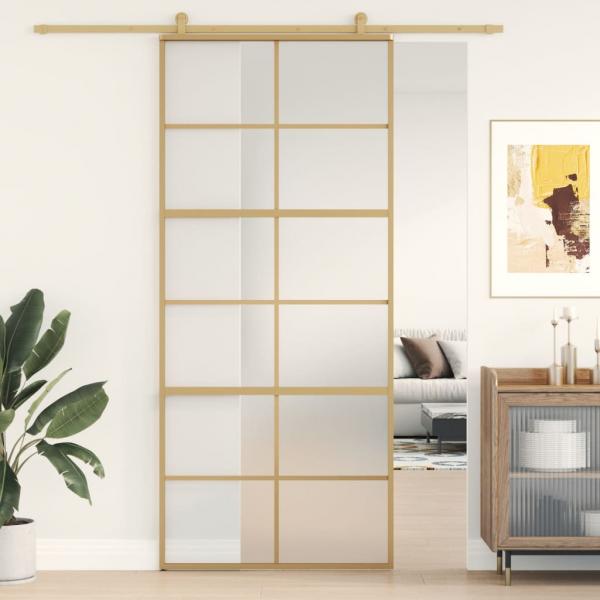 ARDEBO.de - Schiebetür Golden 90x205 cm Matt ESG-Glas und Aluminium