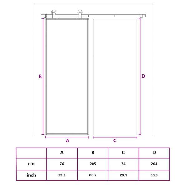 Schiebetür Golden 76x205 cm ESG-Klarglas und Aluminium