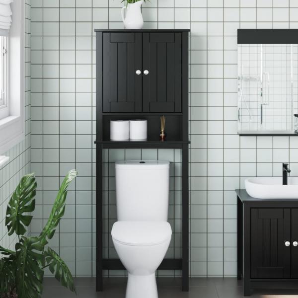 ARDEBO.de - Toilettenschrank BERG Schwarz 60x27x164,5 cm Massivholz