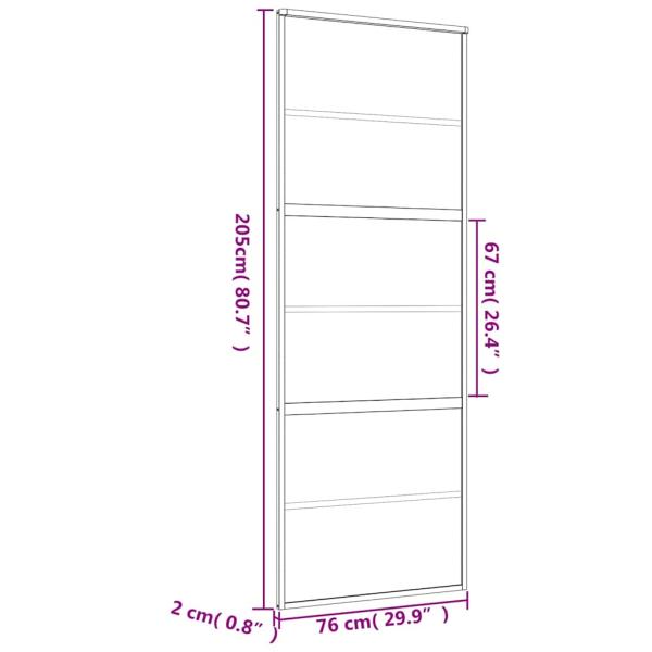 Schiebetür Golden 76x205 cm Matt ESG-Glas und Aluminium