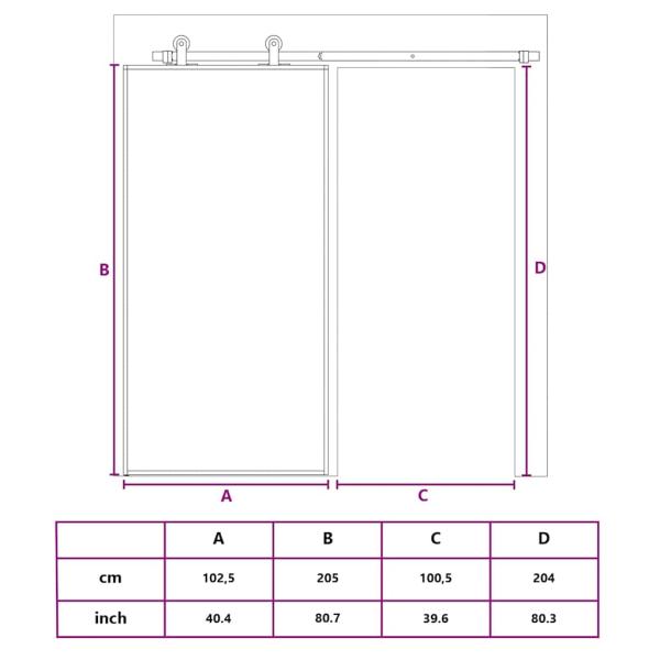 Schiebetür Golden 102,5x205 cm Matt ESG-Glas und Aluminium
