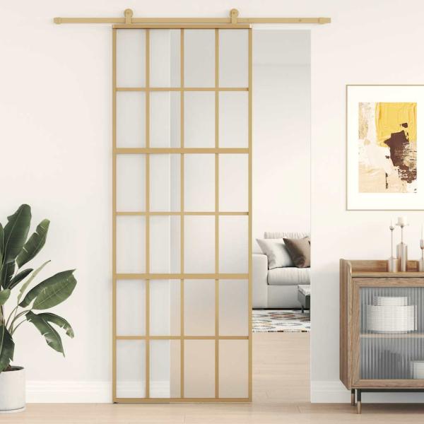 Schiebetür Golden 76x205 cm Matt ESG-Glas und Aluminium