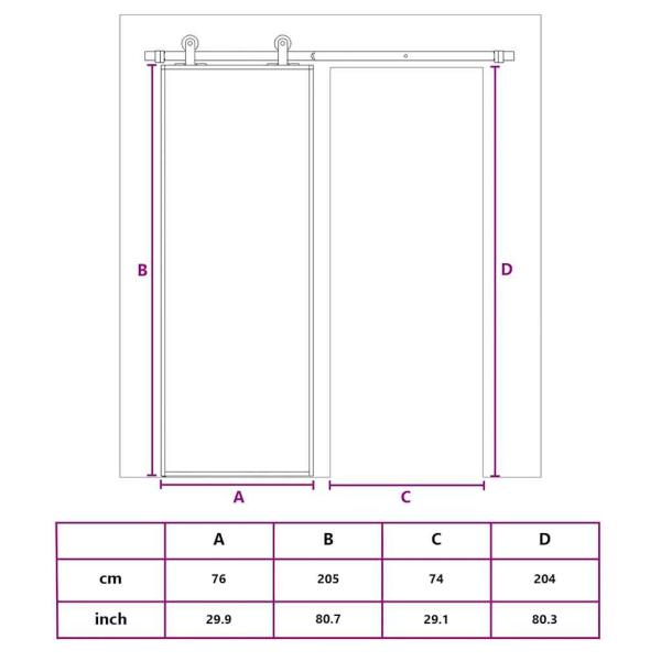 Schiebetür Golden 76x205 cm Matt ESG-Glas und Aluminium