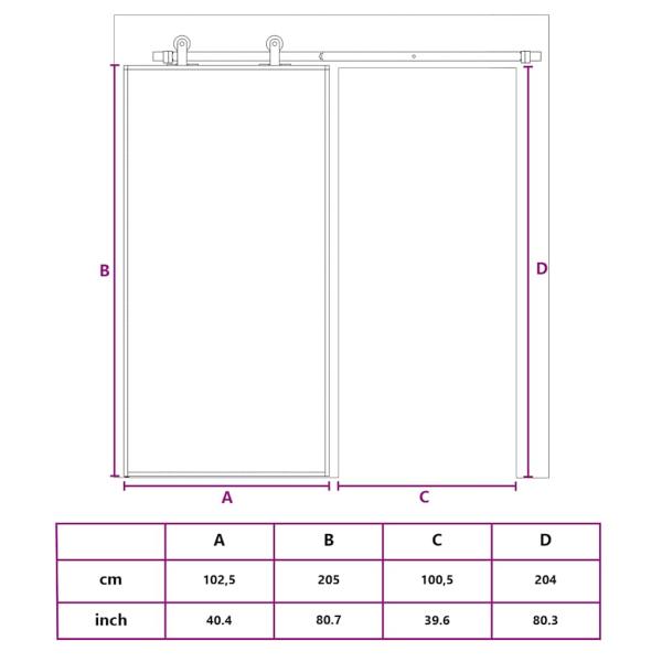 Schiebetür Golden 102,5x205 cm Matt ESG-Glas und Aluminium