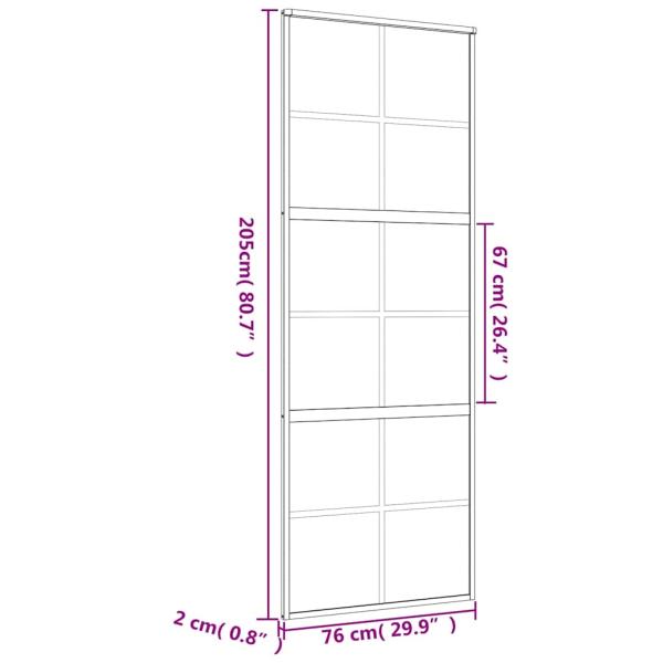 Schiebetür Golden 76x205 cm Matt ESG-Glas und Aluminium