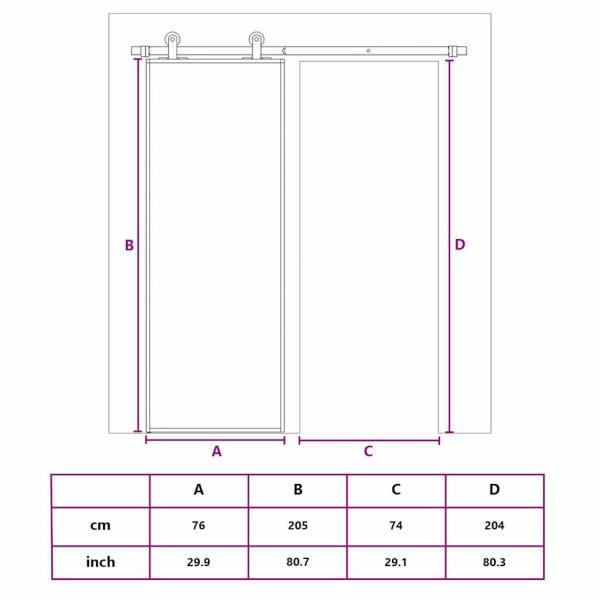 Schiebetür Golden 76x205 cm Matt ESG-Glas und Aluminium