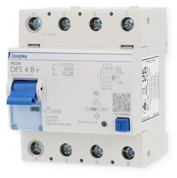 ARDEBO.de Doepke DFS 4 063-4/0,30-B+ Fehlerstromschutzschalter, 63/0,3A, 4-Polig, Typ B+ (09146895)