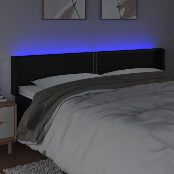 LED Kopfteil Schwarz 183x16x78/88 cm Kunstleder