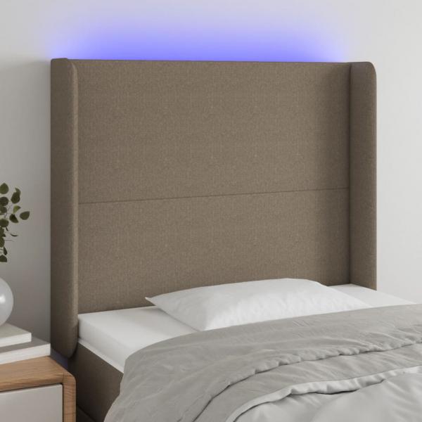 ARDEBO.de - LED Kopfteil Taupe 83x16x118/128 cm Stoff