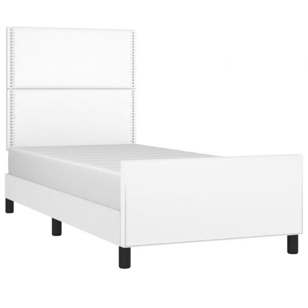 Bettgestell mit Kopfteil Weiß 90x200 cm Kunstleder