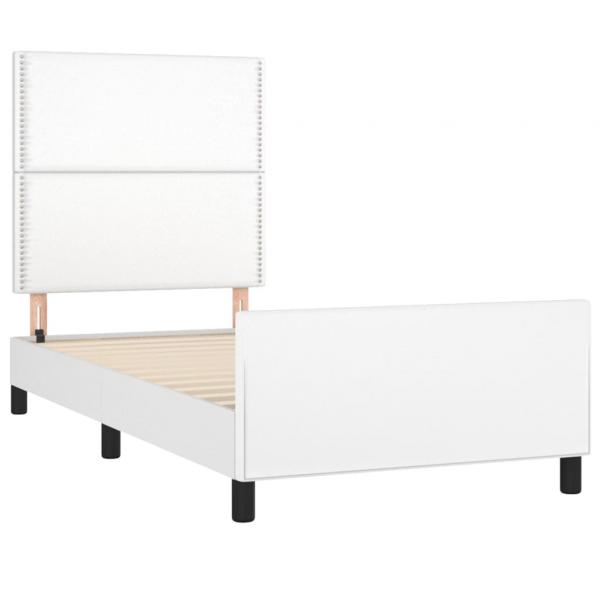 Bettgestell mit Kopfteil Weiß 90x200 cm Kunstleder