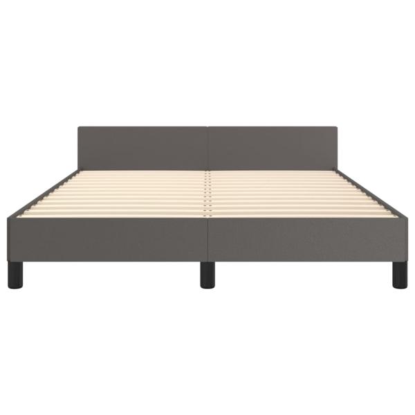 Bettgestell mit Kopfteil Grau 140x190 cm Kunstleder