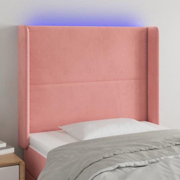 ARDEBO.de - LED Kopfteil Rosa 93x16x118/128 cm Samt