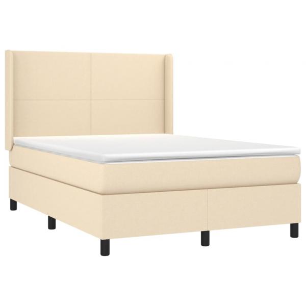 Boxspringbett mit Matratze Creme 140x190 cm Stoff