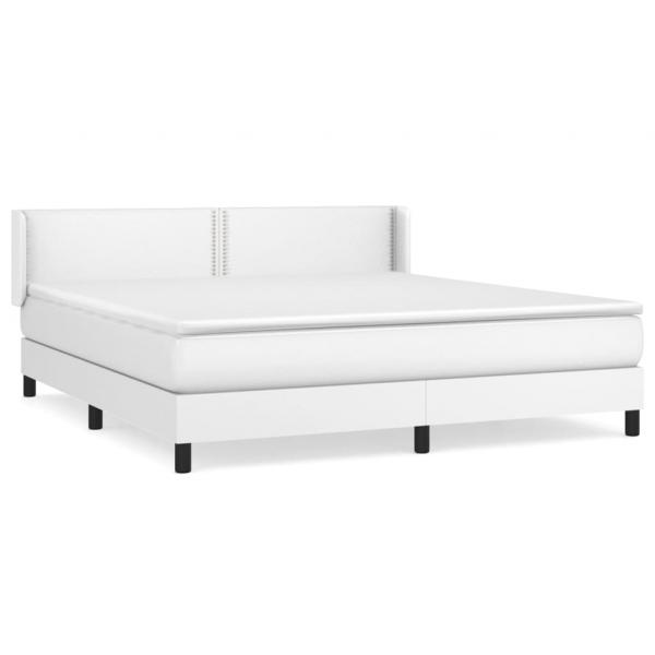 Boxspringbett mit Matratze Weiß 180x200 cm Kunstleder
