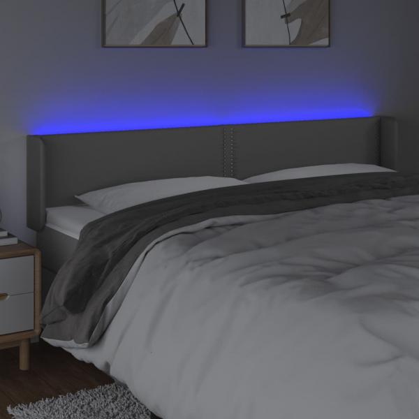 LED Kopfteil Grau 183x16x78/88 cm Kunstleder
