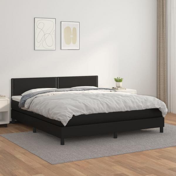 ARDEBO.de - Boxspringbett mit Matratze Schwarz 160x200 cm Kunstleder