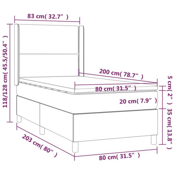 Boxspringbett mit Matratze Schwarz 80x200 cm Kunstleder