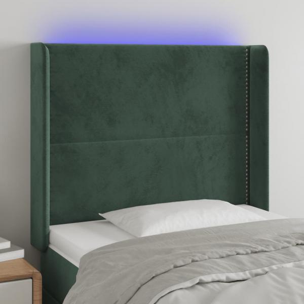 ARDEBO.de - LED Kopfteil Dunkelgrün 93x16x118/128 cm Samt