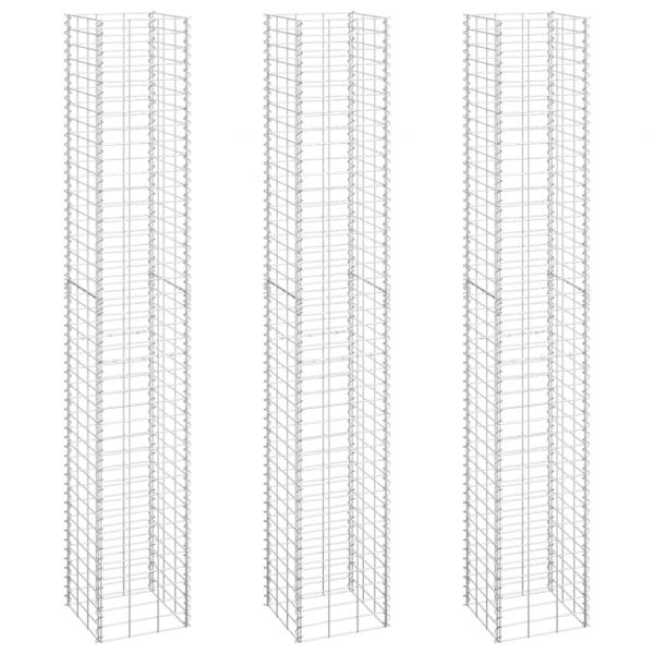 Gabionen-Hochbeete 3 Stk. 30x30x200 cm Eisen