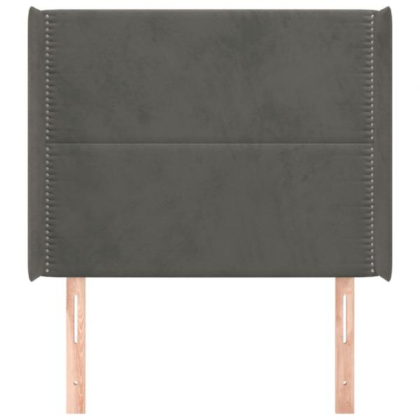 Kopfteil mit Ohren Dunkelgrau 93x16x118/128 cm Samt