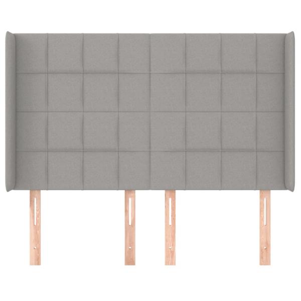 Kopfteil mit Ohren Hellgrau 147x16x118/128 cm Stoff