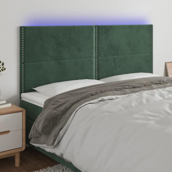 ARDEBO.de - LED Kopfteil Dunkelgrün 200x5x118/128 cm Samt